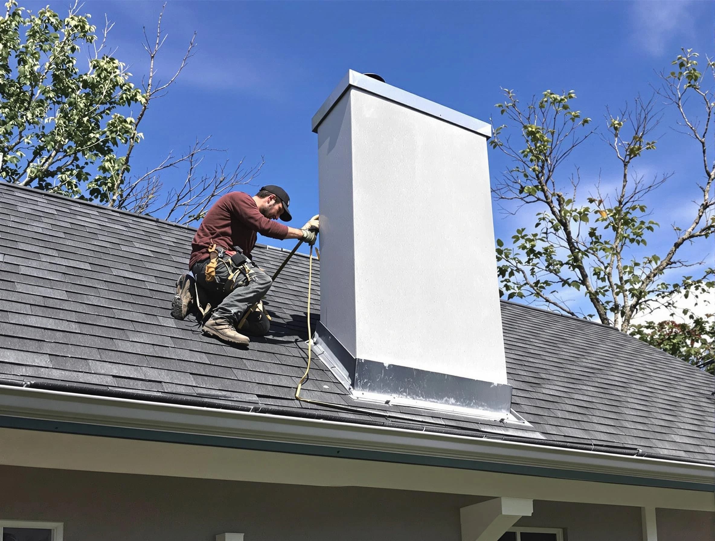 Piscataway Chimney Sweep team member finishing chimney construction in Piscataway, NJ