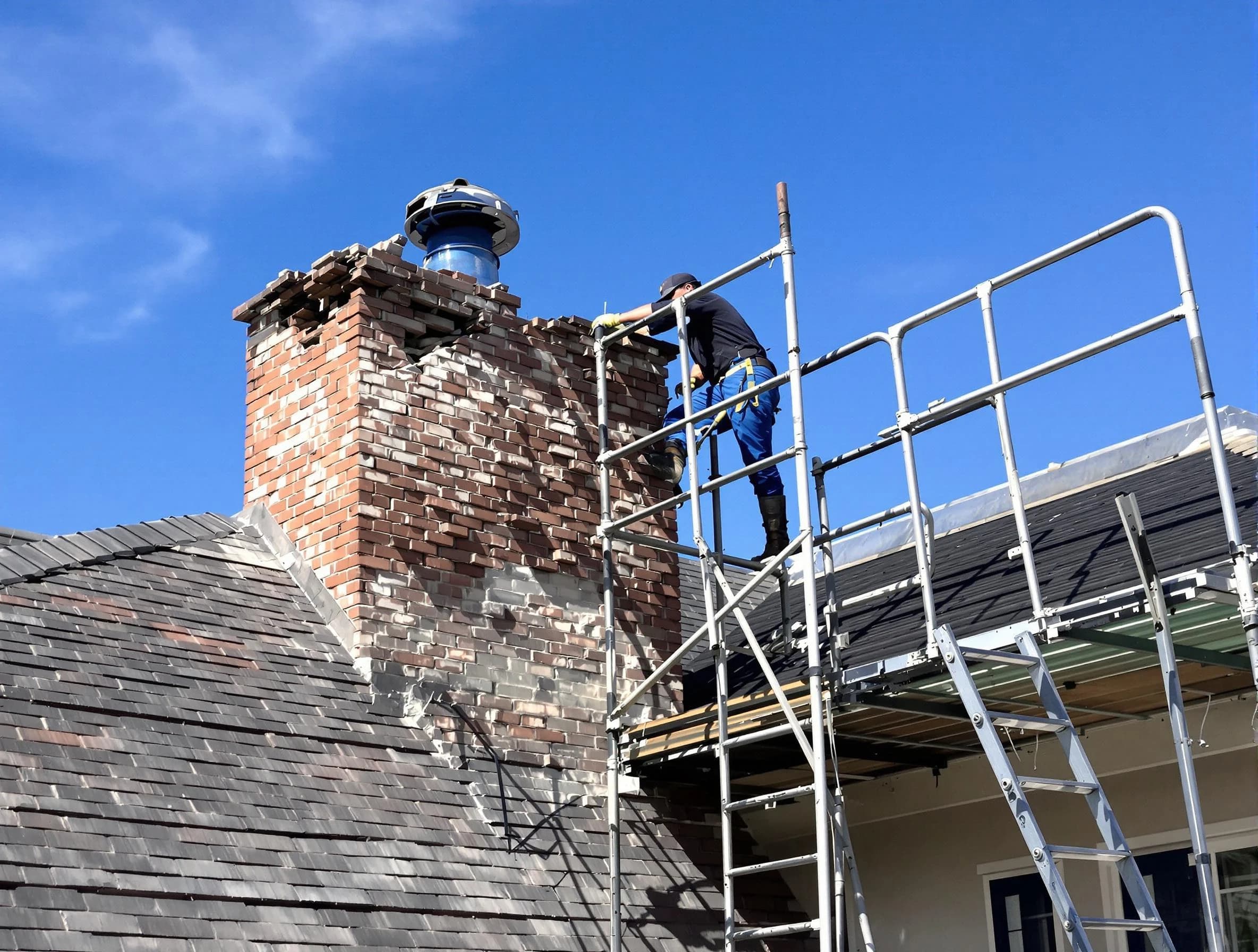 Rebuilding a chimney structure by Piscataway Chimney Sweep in Piscataway, NJ