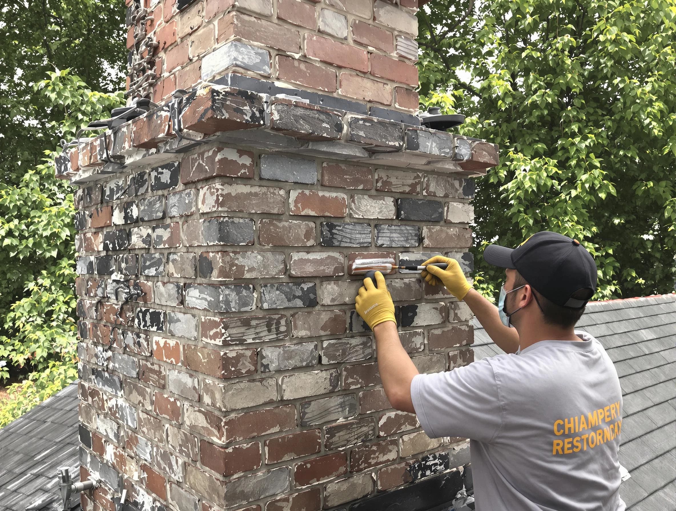 In-progress chimney restoration by Piscataway Chimney Sweep in Piscataway, NJ